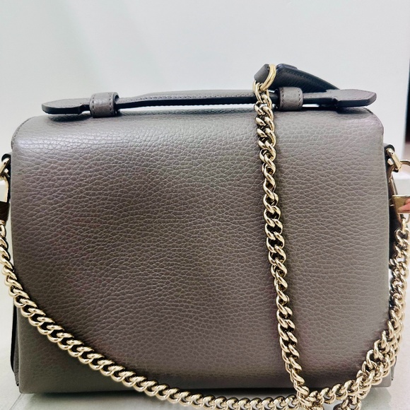 Interlocking Gucci Pebbled Leather Grey Crossbody Bag - Picture 6 of 17
